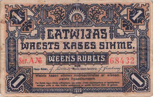 Lettland p1 1 Rublis 1919